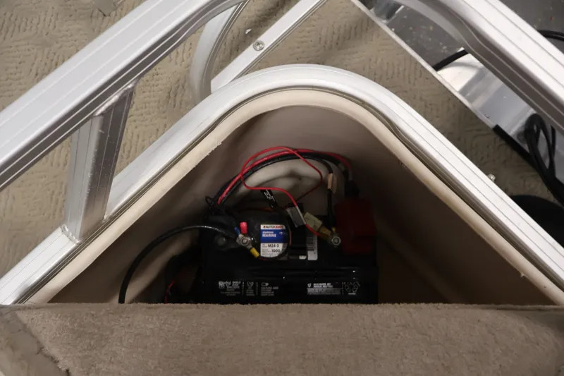 Slide: The Image of Battery compartment of a 2008 Sun Tracker Fishin' Barge 21 pontoon boat. - 33