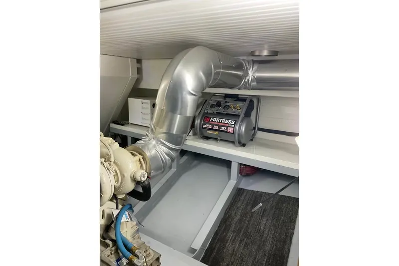 Slide: The Image of Engine room of 2009 Custom Thomas 50 Dutch Barge with machinery and ventilation system. - 7