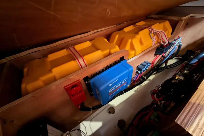 Slide: The Image of Electrical system components in a 2015 Jeanneau Sun Odyssey 469 sailboat. - 78