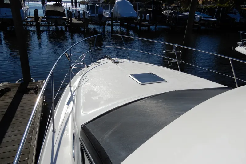 Slide: The Image of 2000 Sea Ray 380 Aft Cabin yacht docked at marina, sunny day. - 39