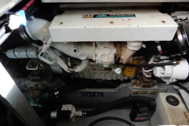 Slide: The Image of Engine compartment of a 2000 Sea Ray 380 Aft Cabin boat. - 79