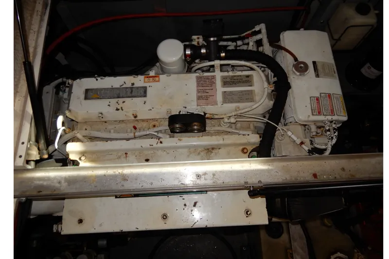 Slide: The Image of Engine compartment of a 2000 Sea Ray 380 Aft Cabin boat. - 80