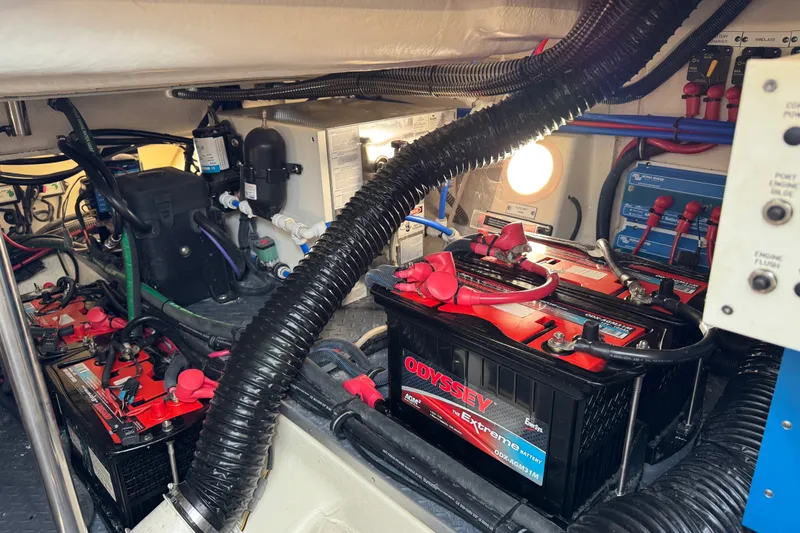 Slide: The Image of Engine compartment of 2022 Formula 400 Super Sport Crossover with Odyssey batteries and wiring. - 46
