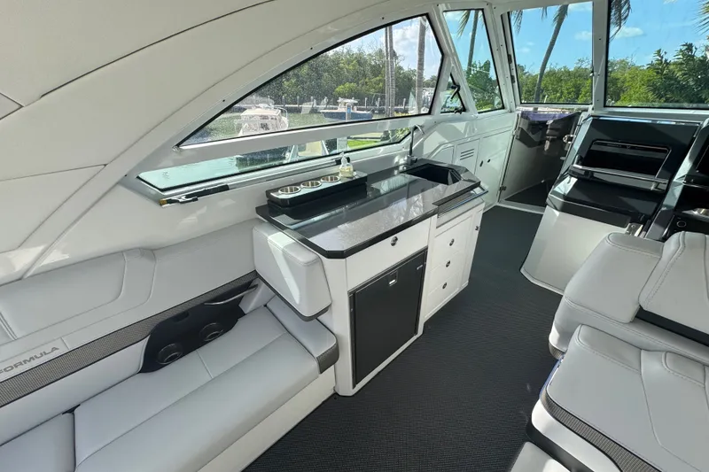 Slide: The Image of Luxurious interior of 2022 Formula 400 Super Sport Crossover yacht with sleek seating and modern amenities. - 26