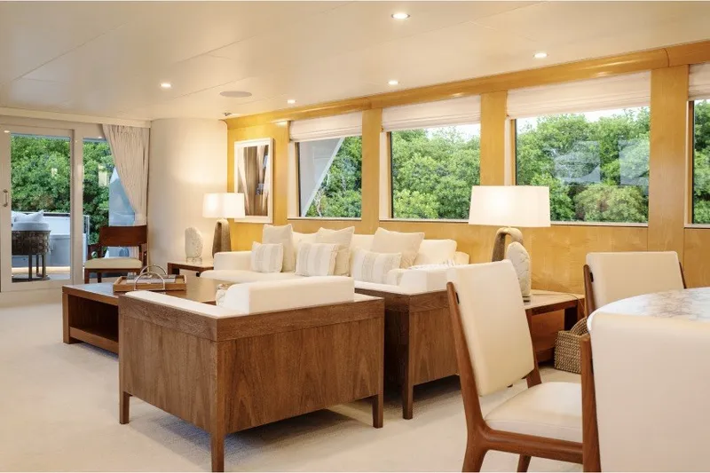 Slide: The Image of Luxurious interior of 1994 Delta Marine 110 Raised Pilothouse yacht with elegant furnishings. - 27