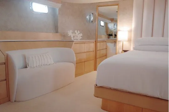 Slide: The Image of Luxurious bedroom interior on 1994 Delta Marine 110 Raised Pilothouse yacht. - 31
