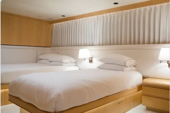Slide: The Image of Luxurious twin bedroom on 1994 Delta Marine 110 Raised Pilothouse yacht. - 33