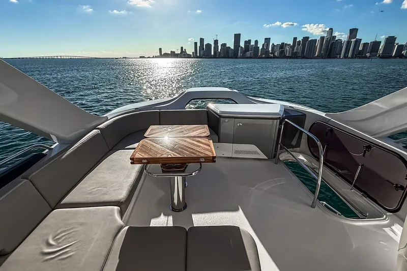Slide: The Image of Luxurious 2026 Princess S65 Sportbridge yacht with stunning city skyline view. - 86