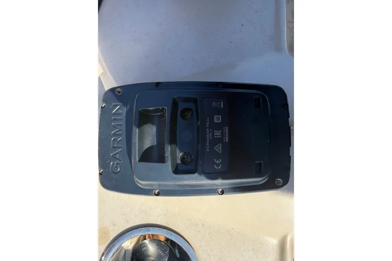Slide: The Image of Garmin device on SunCatcher V322C boat, 2020 model, featuring EchoMap Plus technology. - 16