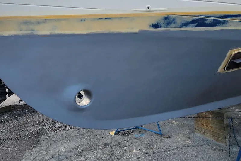 Slide: The Image of 1978 Grand Banks 42 Classic Multiple coats of barrier coat after soda blasting - 53