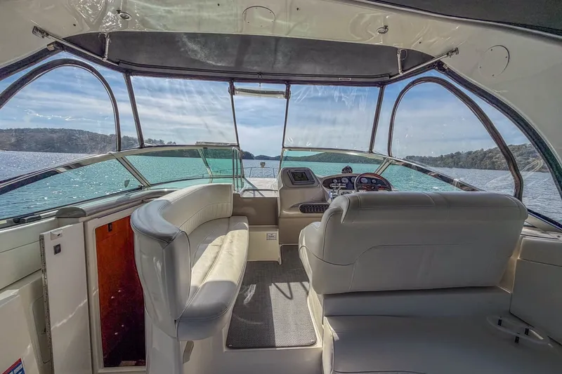 Slide: The Image of 2005 Cruisers Yachts 370 Express interior with scenic water view. - 20