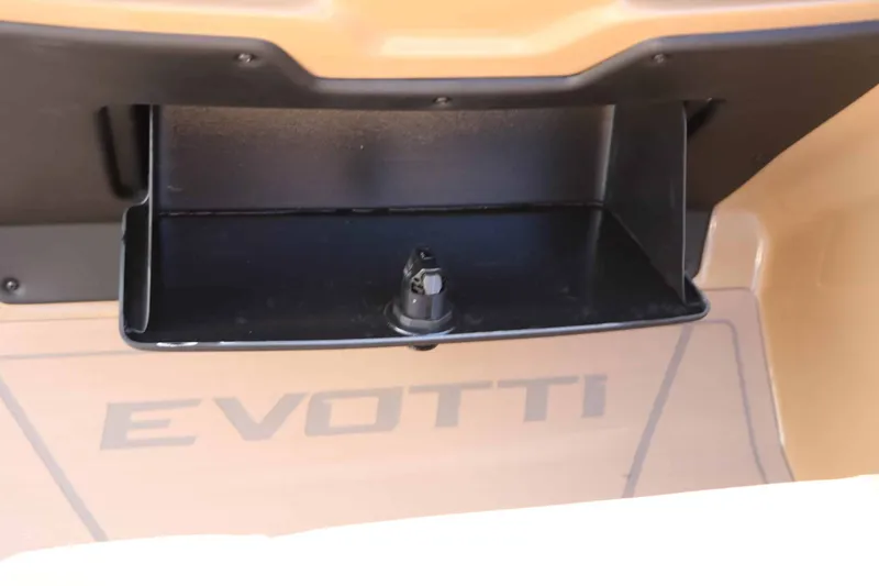 Slide: The Image of Close-up of a black storage compartment on an Evotti boat. - 44