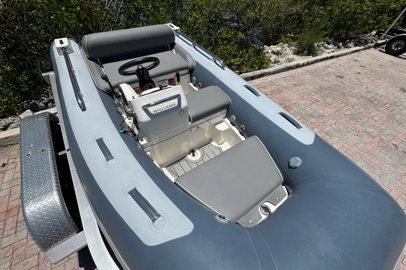 Slide: The Image of 2019 Williams Jet Tenders Sportjet 345 on trailer, gray inflatable boat. - 8