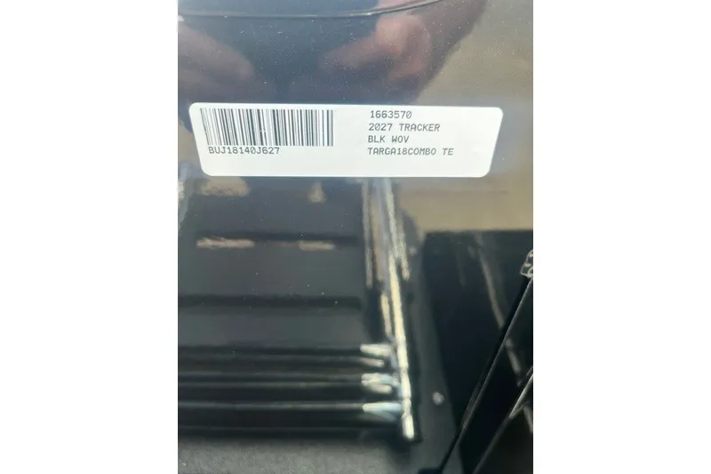 Slide: The Image of Barcode label on 2027 Tracker Targa V-18 Combo boat. - 13