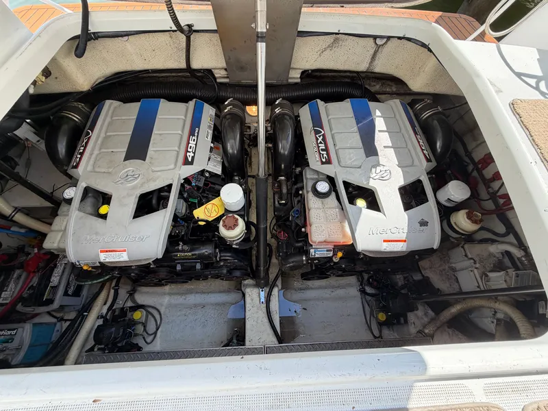 Slide: The Image of The engine compartment of a 2009 Formula 34 Performance Cruiser with two MerCruiser engines. - 17