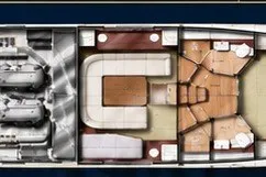 Slide: The Image of Floor plan of 2026 Monarch 45 GT yacht, showcasing interior layout and engine room. - 3