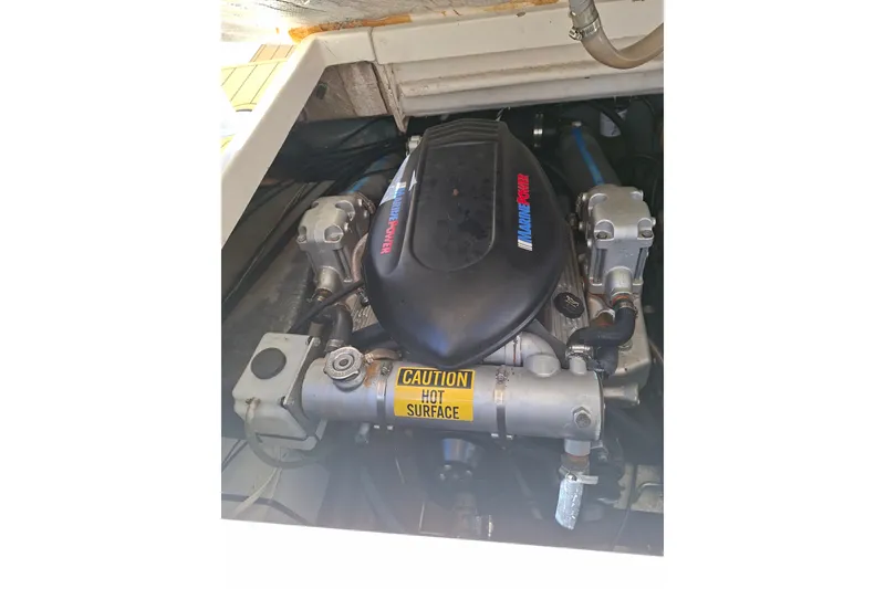 Slide: The Image of 1992 Luhrs Tournament 300 engine compartment with Marine Power engine. - 36