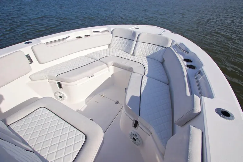 Slide: The Image of Manufacturer Provided Image: 2022 Sea Fox 228 Commander boat interior with cushioned seating. - 5