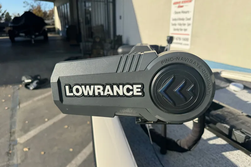 Slide: The Image of Lowrance device on 2020 Tracker Pro Team 175 boat, emphasizing navigation features. - 16
