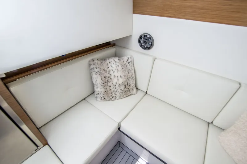 Slide: The Image of Luxurious seating area in 2020 Cruisers Sport Series 338 Bow Rider boat. - 34