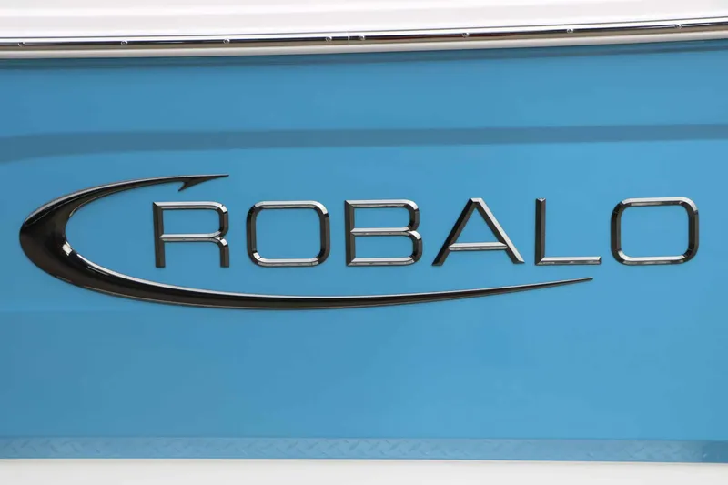 Slide: The Image of Robalo logo on a blue background, likely part of a boat. - 22