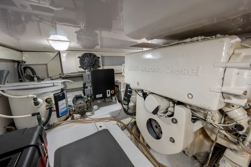 Slide: The Image of Engine room of 2005 Viking 45 Convertible with MAN Marine Diesel engine. - 35