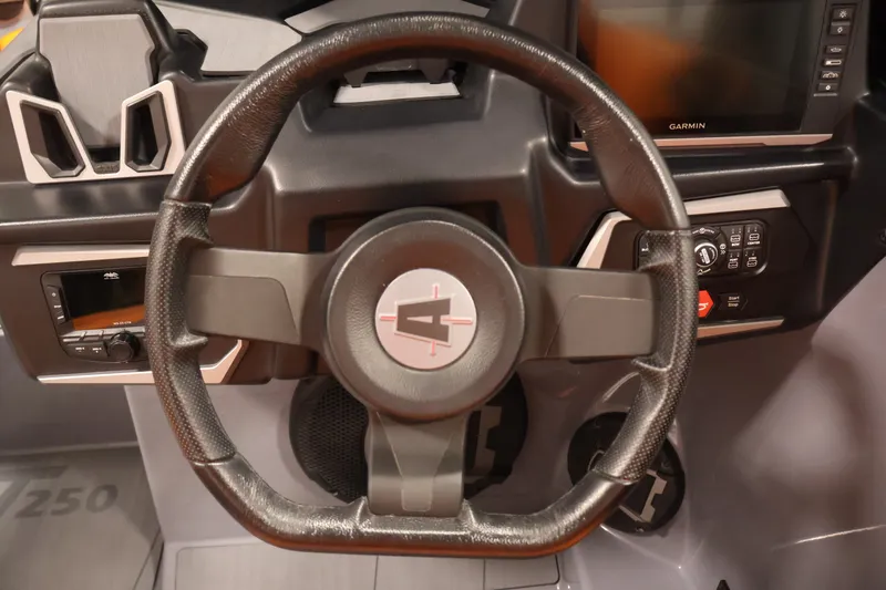 Slide: The Image of 2025 Axis T250 steering wheel and dashboard with Garmin display. - 19