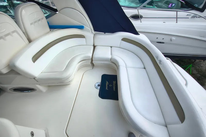 Slide: The Image of Luxurious seating area on a 2006 Sea Ray 340 Sundancer boat. - 7