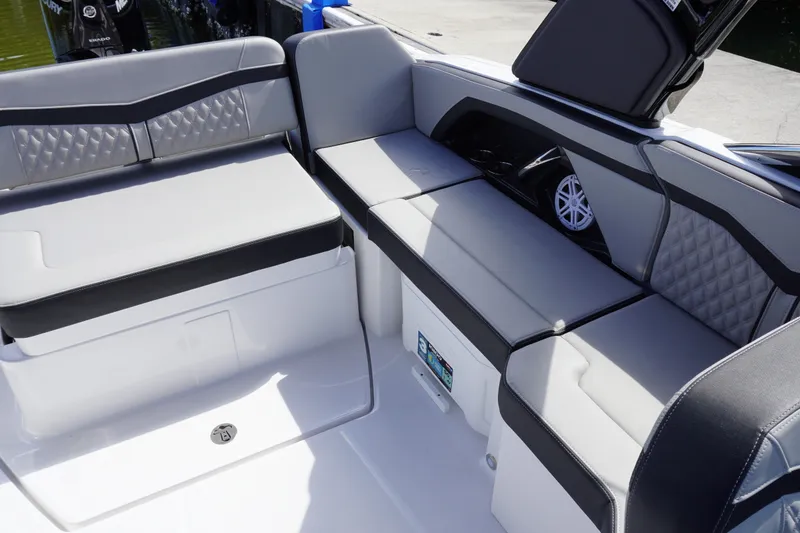 Slide: The Image of Interior seating of 2026 Monterey 255SS Super Sport boat, featuring modern design and comfort. - 15