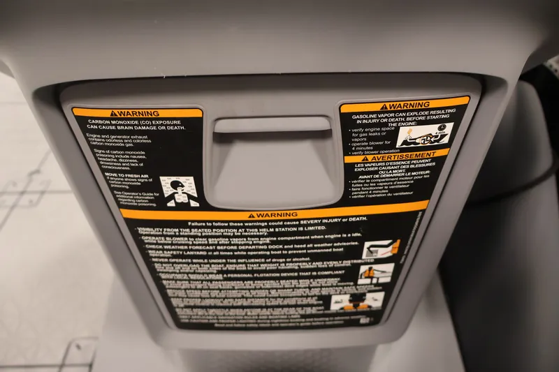 Slide: The Image of Warning labels on 2023 Sea-Doo Switch Sport Compact, highlighting safety precautions and instructions. - 21
