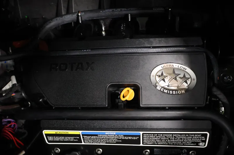 Slide: The Image of 2023 Sea-Doo Switch Sport Compact engine with Rotax ultra-low emission label. - 27