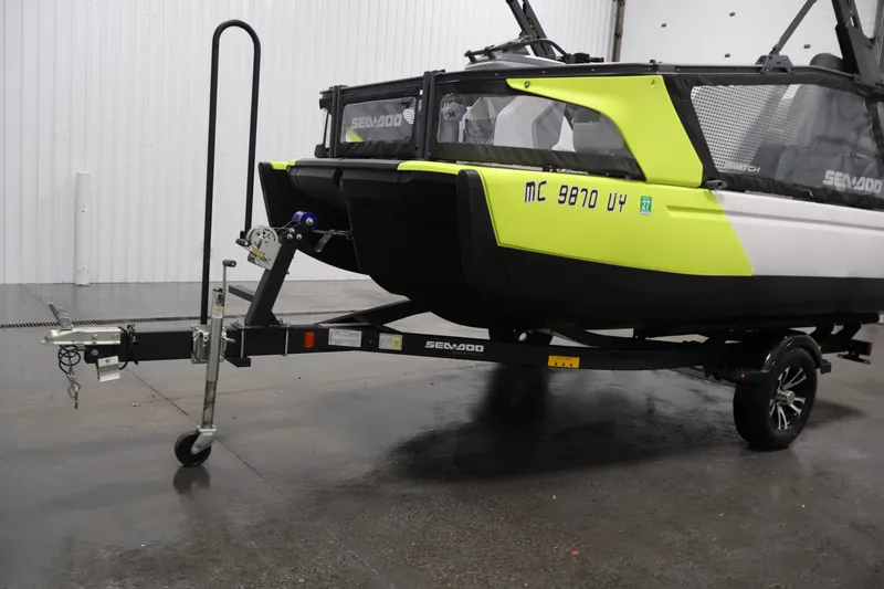 Slide: The Image of 2023 Sea-Doo Switch Sport Compact on trailer in indoor setting. - 39