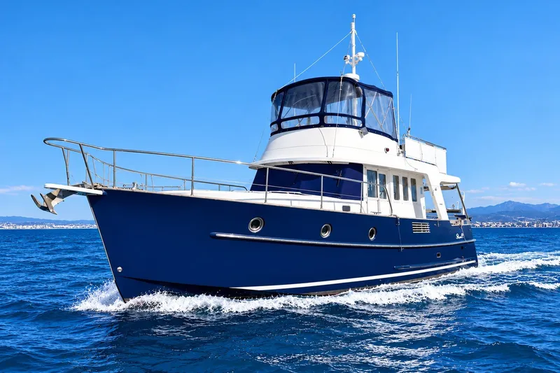 The Image of 2005 Beneteau Swift Trawler 42 cruising on open blue sea. - 0