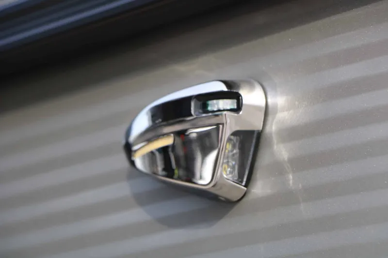 Slide: The Image of Close-up of a shiny metal handle on a boat. - 22