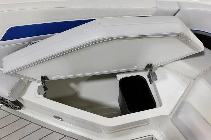 Slide: The Image of 2027 Formula 360 Super Sport Crossover boat storage compartment with open lid. - 30