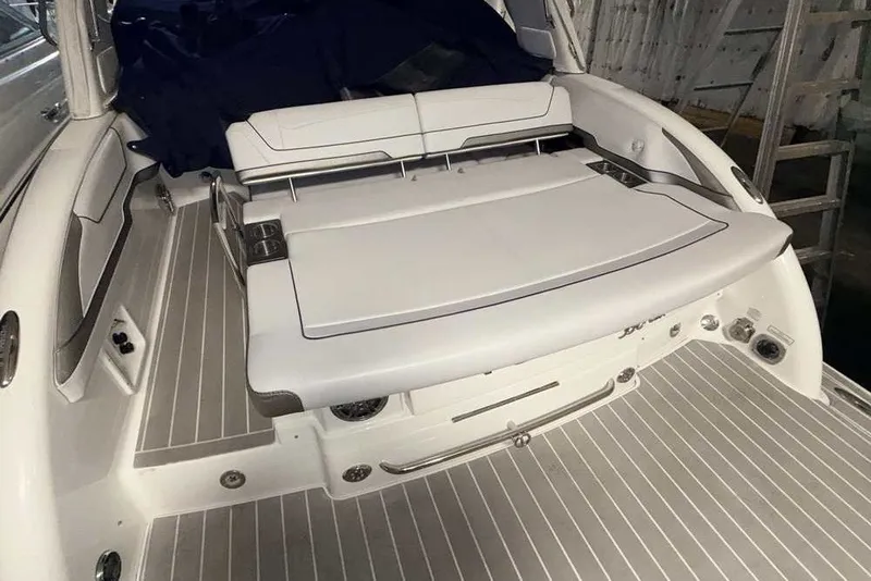 Slide: The Image of 2019 Formula 350 Crossover Bowrider I/O interior with sleek seating and modern design. - 3