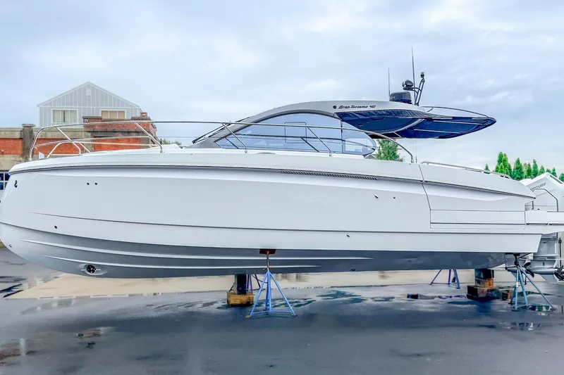 Slide: The Image of 2027 Beneteau Gran Turismo 40 yacht on display, showcasing sleek design and modern features. - 1