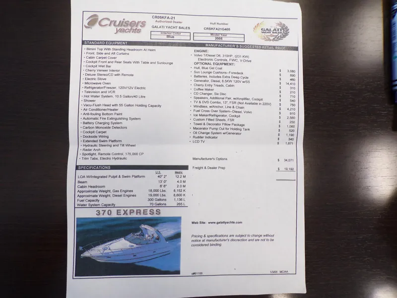 Slide: The Image of Cruisers 370 EXPRESS 2005 - 71