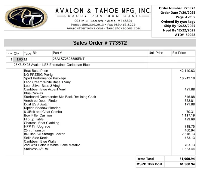 Slide: The Image of Avalon LSZ - 25 FT Entertainer Triple-toon "Bluewater Belle" 2026 - 1