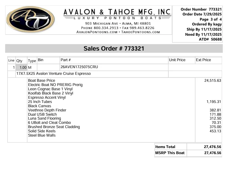 Slide: The Image of Avalon "Duskwater Blue" Venture1775, 16' Deck 2026 - 5