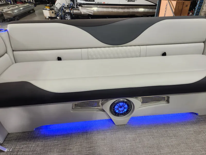Slide: The Image of Avalon Venture - 21 PLUS 2' Patio Pad FT Cruise Rear Bench 23' Tritoon "Velour Silverleaf" 2026 - 12