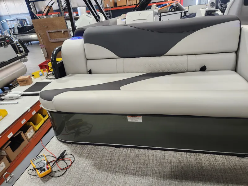 Slide: The Image of Avalon Venture - 21 PLUS 2' Patio Pad FT Cruise Rear Bench 23' Tritoon "Velour Silverleaf" 2026 - 13