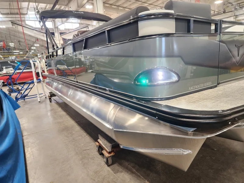 Slide: The Image of Avalon Venture - 21 PLUS 2' Patio Pad FT Cruise Rear Bench 23' Tritoon "Velour Silverleaf" 2026 - 2