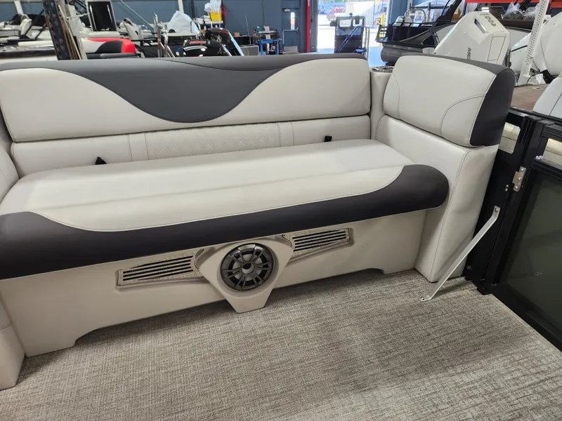 Slide: The Image of Avalon Venture - 21 PLUS 2' Patio Pad FT Cruise Rear Bench 23' Tritoon "Velour Silverleaf" 2026 - 6