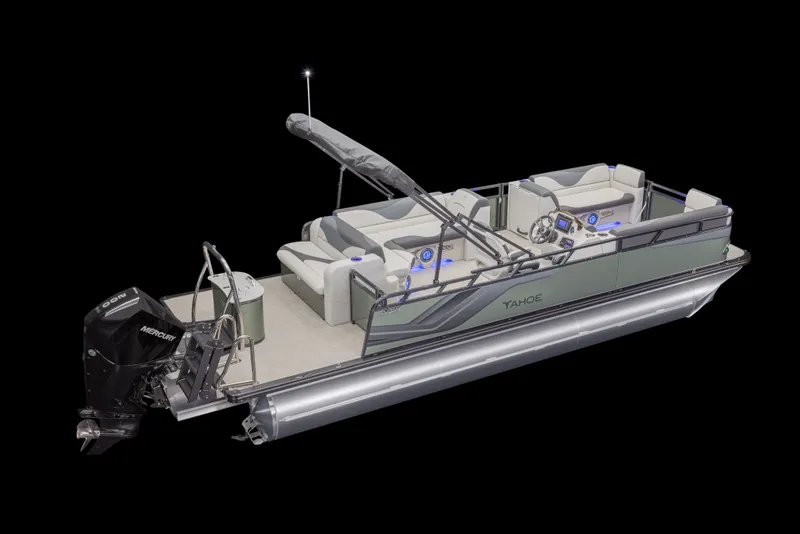 Slide: The Image of Avalon Venture - 21 PLUS 2' Patio Pad FT Cruise Rear Bench 23' Tritoon "Velour Silverleaf" 2026 - 1