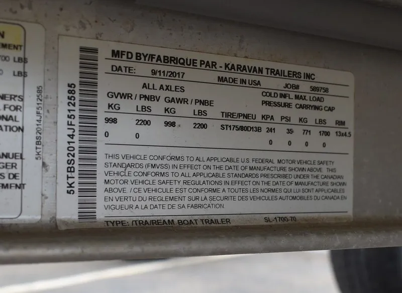 Slide: The Image of Karavan Boat trailers Karavan Boat Trailers SL-1700 Single axle bunk, Aluminum, No Brakes 2017 - 8