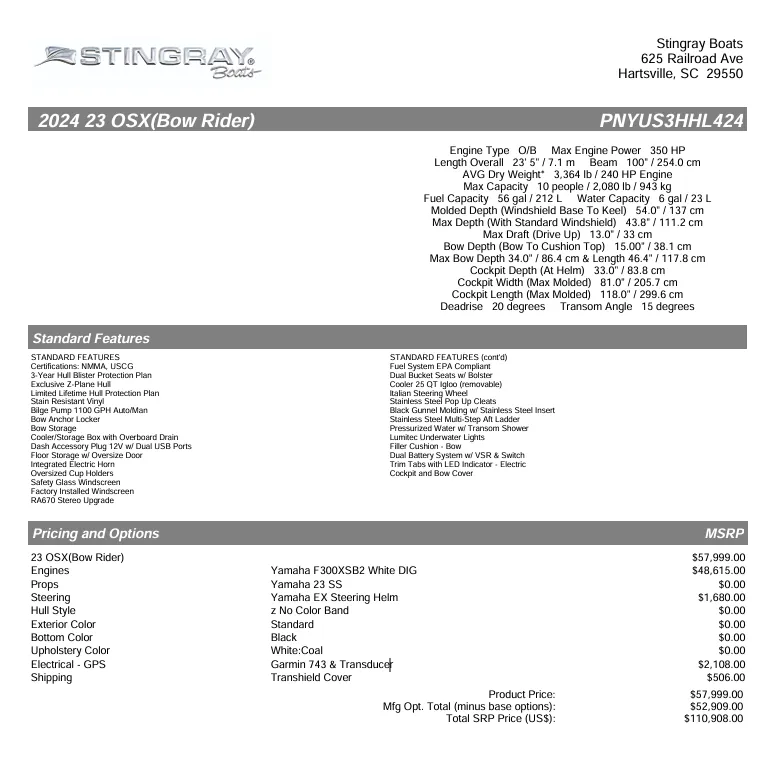 Slide: The Image of Stingray Boat Company 23 OSX 2024 - 5