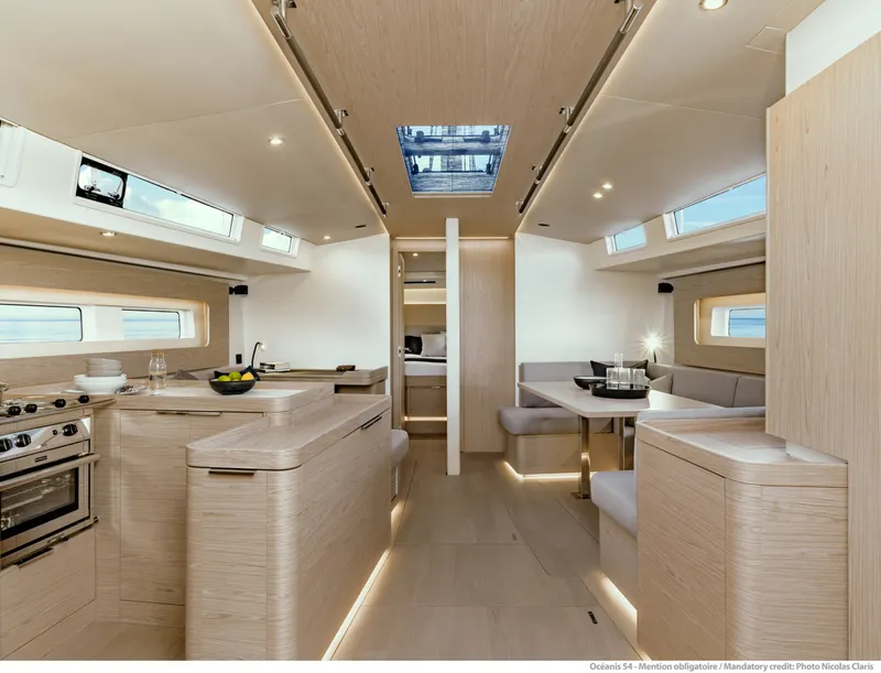 Slide: The Image of Oceanis Yacht 54 Salon with 3 Gloss Oak Alpi - 3154174