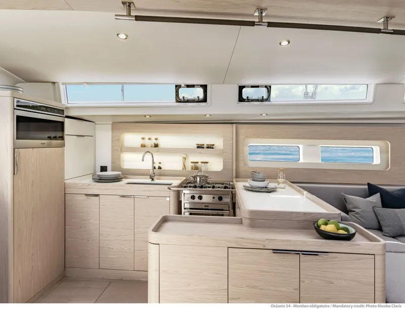 Slide: The Image of Oceanis Yacht 54 Galley with 3 Gloss Oak Alpi - 3154179
