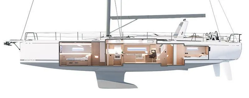 Slide: The Image of New Beneteau Oceanis Yacht 60 Interior Profile Drawing - 3503833
